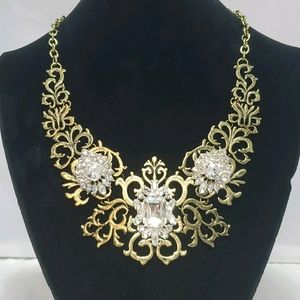 Bijou Drive filigree antique gold with rhinestones neck